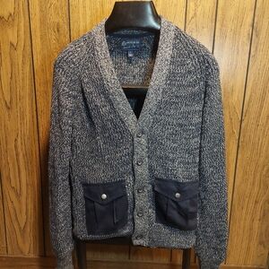 American Rag Navy and Gray Cardigan Mens Small CIE Front Pockets